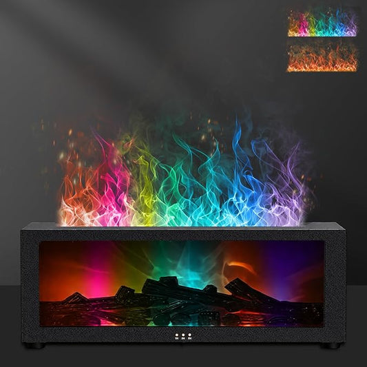 Fireplace Diffuser Humidifier,Fireplace Aromatherapy Essential Oil Diffuser, Ultrasonic Colorful Cool Mini Flame Fire Aroma Humidifier with Timer for Home,Bedroom,Office,Yoga - Bloomnest