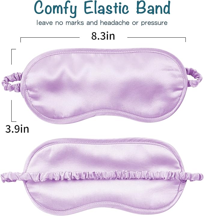 LULUSILK 100% Mulberry Silk Sleep Mask, Lavender Silk Eye Cover for Sleeping, Pack of 1 - Bloomnest