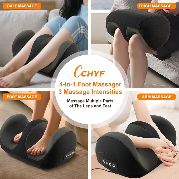 Foot Massager with Heat, Shiatsu Kneading Foot and Calf Electric Massager Machine with Roller, Massage Feet/Arm/Calf/Ankle for Relax, Plantar Fasciitis, Pain Relief, Gifts for Women & Men, Black - Bloomnest