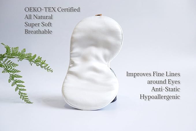 Premium Handcrafted 25 Momme Mulberry Silk Eye Mask for Sleeping (Natural White) - Bloomnest