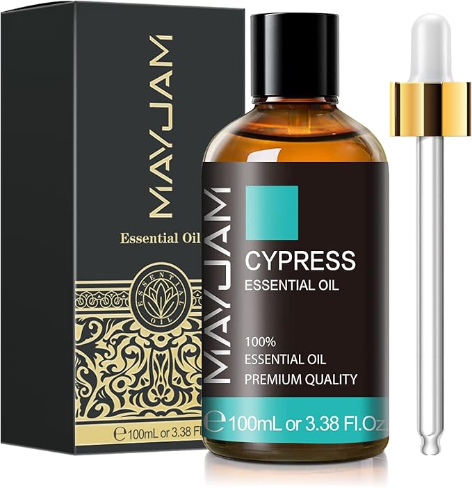 Cypress Essential Oil, MAYJAM 3.38fl.oz/100ml Cypress Oil with Glass Dropper, Ideal for Bedroom Living Room Office Use - Bloomnest