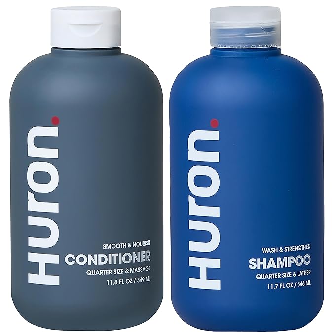Huron Hair Duo | Nourishing Shampoo & Conditioner Set for Men | Cleanse, Strengthen & Hydrate | Sulfate-Free, Paraben-Free, Vegan | Designed for Daily Use on All Hair Types (2 Pack) - Bloomnest