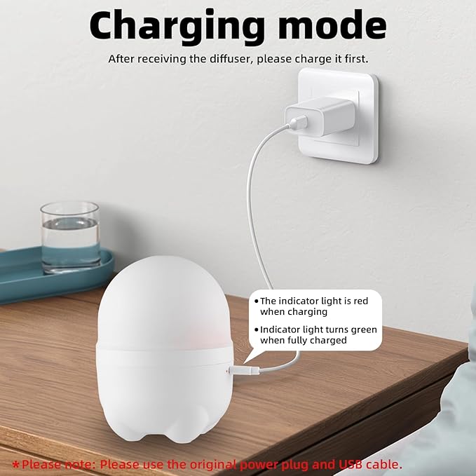 150ML Cordless Battery Powered Essential Oil Diffuser, 7 Hours Run Time,Mini Portable Rechargeable Diffuser with 7 LED Color Changing Lights (White) - Bloomnest
