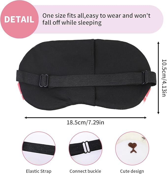 Cute Sleep Eye Masks for Kids, Kawaii Cartoon Kids Sleeping Mask for Women Boys Girls Teens, Soft Plush Adjustable Eyeshade Silk Travel Nap Eye Cover, Pink Bear - Bloomnest