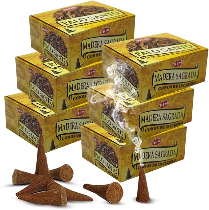Palo Santo Incense Cones and Burner Holder Bundle from Hem Incense Trumiri for Smudging and Aroma - Pack of 6 (Approx 60 Cones) TRUMIRI