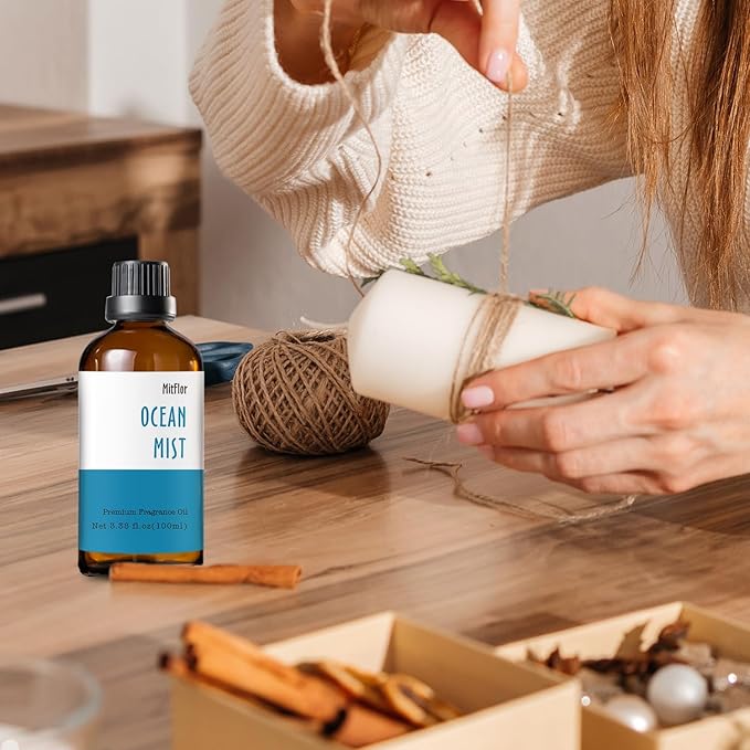Ocean Mist Fragrance Oil, MitFlor Single Scented Oil, Large Size Premium Grade Fragrance Oil (3.38 OZ/100ML), Perfume, Soap, Candle Making Scent, Fresh Summer Essential Oils for Diffuser MitFlor