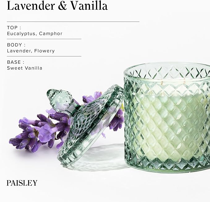 Lavender Vanilla Scented Candles, 14.8oz Large Wooden Wick Candle | Natural Soy Wax, 70H Long Burning | Non Toxic | Clean Burn, Big Candles for Home Scented, Gift for Women & Men - Bloomnest