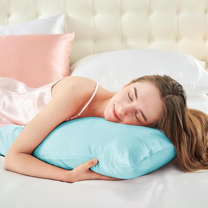 BEDELITE Satin Body Pillow Cover, Super Soft and Cooling Body Pillow Pillowcase for Hair and Skin, Breathable Silky Full Long Pillowcase Cover(20"x54", Blue) - Bloomnest