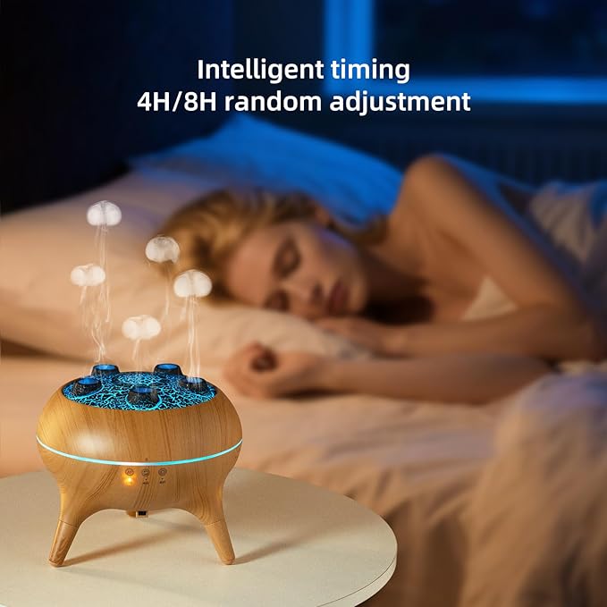 Essential Oil Diffuser 250ML,Jellyfish Diffuser Air Humidifiers Sound Pickup Ultrasonic Aromatherapy Diffuser Remote Control 7 Color Lights for Home Bedroom Office Hotel(Wood Color) - Bloomnest