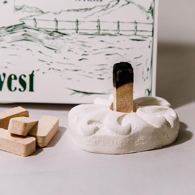 Incienso de Santa Fe - 7 Scent Sampler Natural Wood Incense with Burner, Includes Piñon, Cedar, Juniper, Hickory, Alder, Mesquite, and Fir Balsam (70 Bricks) - Made in the USA InciensodeSantaFe