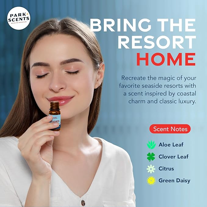 Park Scents Resorts – Floridian Theme Park Luxury Hotel Fragrance Oil – Clover, Aloe, Citrus & Daisy Scented Essential Oils for Diffusers, Home, Aromatherapy, Gifts for Women, Sister, Hostess (10ml) - Bloomnest