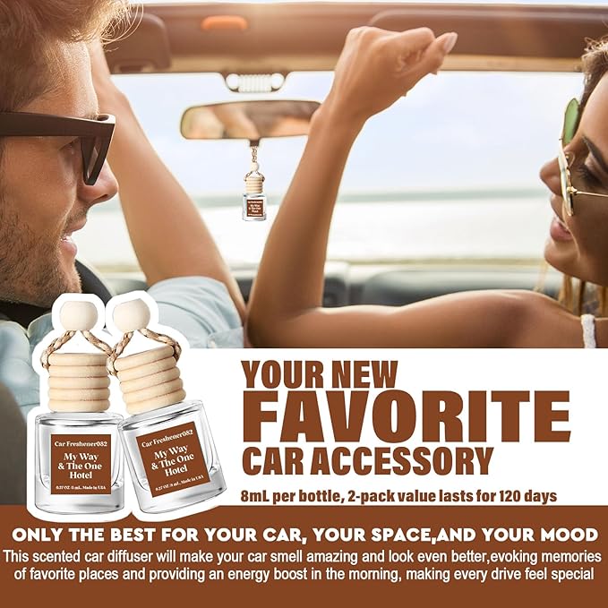 C Classy Car Air Freshener Hanging 2 Pack, M.y W.ay & The One Hotel Essential Oil Diffuser for Cars, Long-Lasting Fragrance, Cute Car Accessories, C ar Air Fresheners for Women & Men Gift, Made in USA - Bloomnest