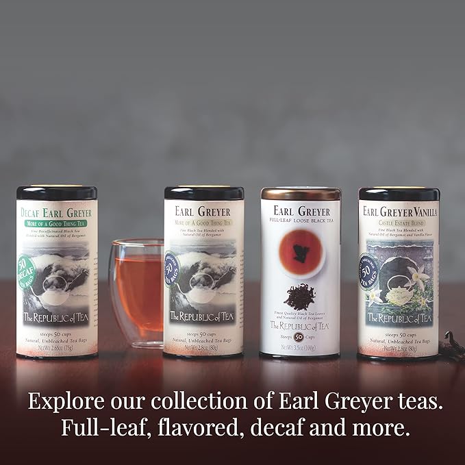 The Republic of Tea - Earl Greyer Black Tea Tin, 50 Tea Bags, Naturally Caffeinated - Bloomnest
