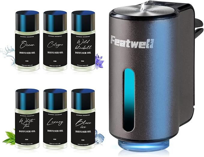 Featwell Car Air Freshener, Air Freshener Diffuser Three Adjustable Modes, Aromatherapy Machine Rechargeable (Grey) - Bloomnest