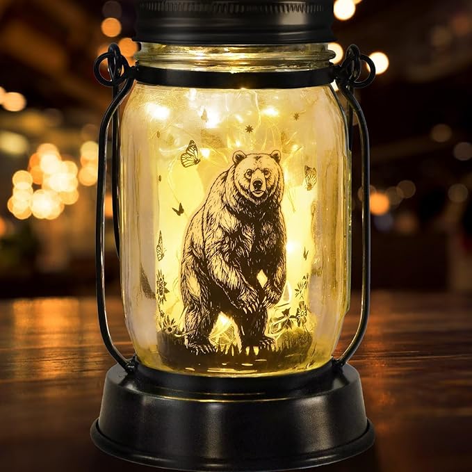 Bear Gifts for Women/Men Bear Lovers Solar Lantern Mom Birthday, Mothers Day, Christmas Gifts, Solar Garden Decoration Outside for Yard, Patio,Backyard,Porch, Torches - Bloomnest