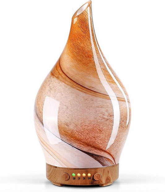 Porseme 150ml Essential Oil Diffuser Glass Color Changing Aroma Air Diffusers Aromatherapy Ultrasonic Cool Mist Humidifier 6 Running Hours Waterless Auto-Off for Sleeping, Yoga, Office, Spa (Desert) - Bloomnest