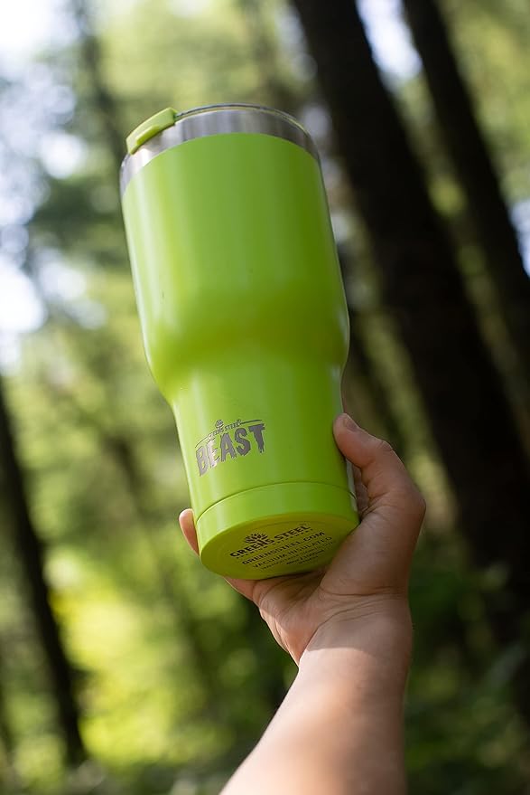 Beast 40 oz Tumbler Stainless Steel Vacuum Insulated Coffee Ice Cup Double Wall Travel Flask (Lemongrass Green) - Bloomnest