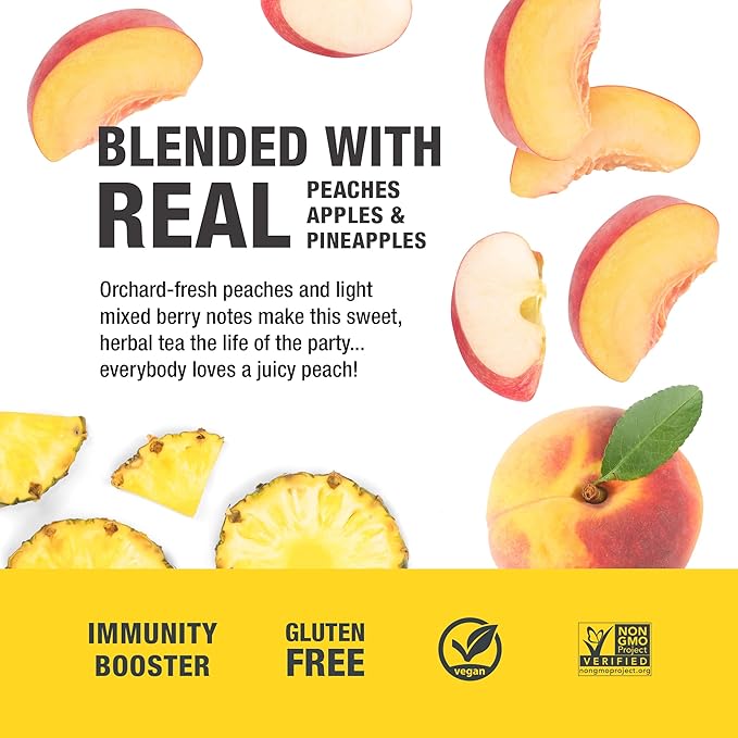 Tiesta Tea - Peach Party, Peach Hibiscus Herbal Tea, Premium Loose Leaf Tea Blend, Non-Caffeinated Fruit Tea, Make Hot or Iced & Up to 200 Cups, 16 oz Resealable Pouch - Bloomnest