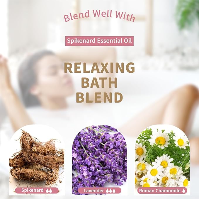 EUQEE Spikenard Essential Oil 118ml/4Fl Oz Pure Spikenard Oil Premium Essential Oil with Glass Dropper Great for Yoga, Meditation, Massage, Diffuser, DIY Soap, Candle Making, Aromatherapy, Sleep