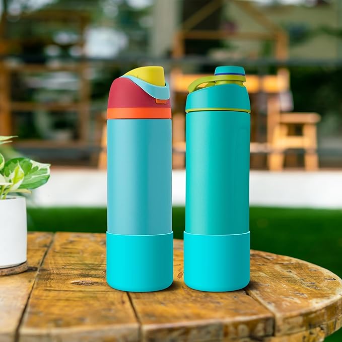 2PCS Silicone Water Bottle Boot for Owala 24oz 32oz 40oz, Anti-Slip Protective Sleeve Bottom Bumper Protector for FreeSip, Twist, and Flip Stainless Steel Water Bottles Alwenid