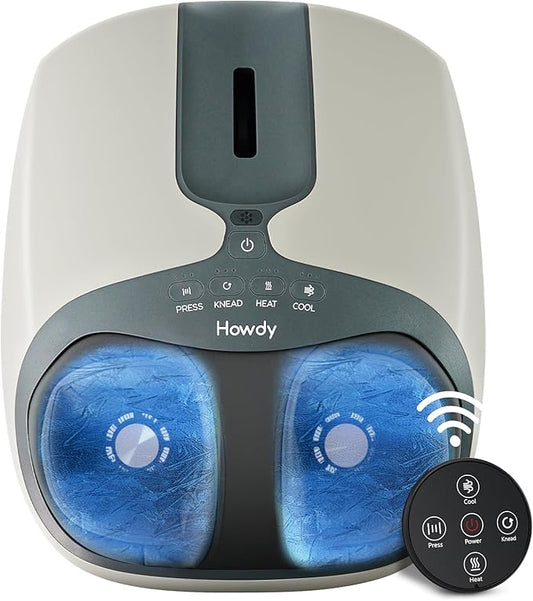 Howdy Cooling and Heating Foot Massager for Feet, Size 13 - Shiatsu Massage with Remote Control, Relief Plantar Fasciitis & Swollen Feet, 2025 Christmas Gift for Her/Him (30% Larger Heat Area) - Bloomnest