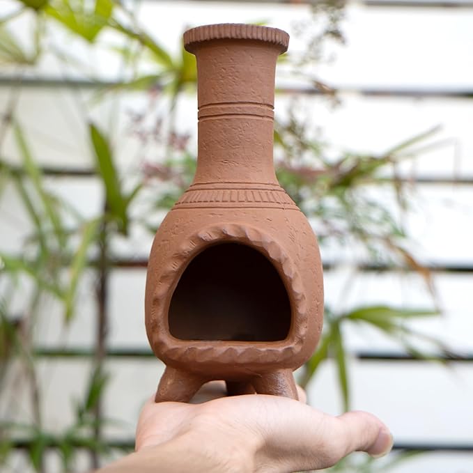 Handmade Terracotta Palo Santo Holder Burner for Smudging and Meditation - Mexican Style Chiminea Clay Incense Dish for Wiccan Altar and Negative Energy Cleansing - Bloomnest