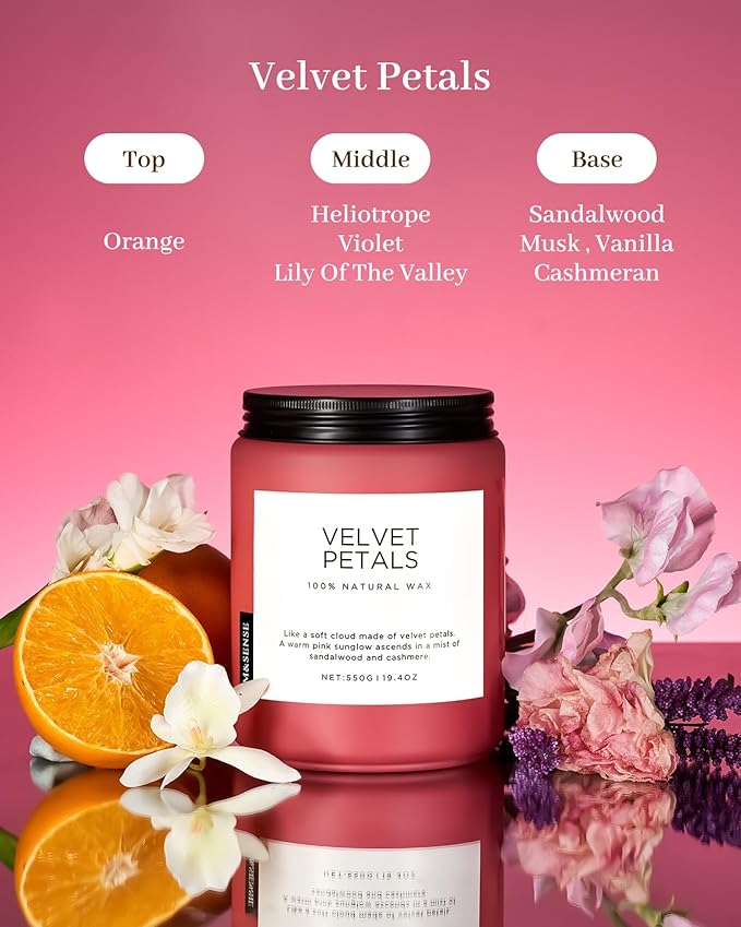 M&SENSE Sandalwood Floral Large Soy Candles for Home Scented, Organic Natural Soy Wax 19.4oz 110 Hour Long Lasting, Luxury Floral Scented Candle Gifts for Women - Bloomnest