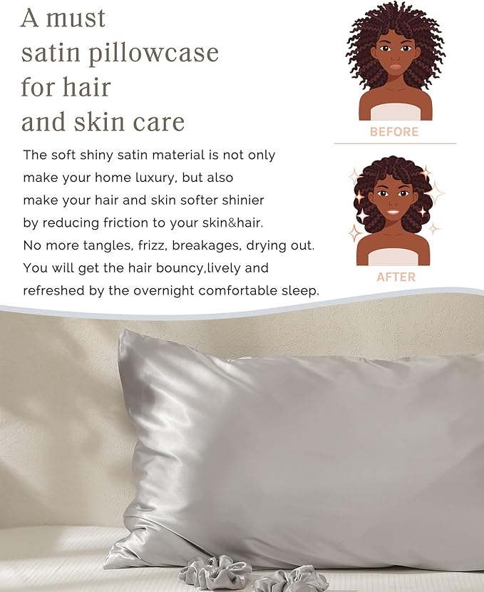 Yanibest Satin Pillowcase, King Size Pillow Cases Set of 2 - Silk Pillow Cases for Hair and Skin with Zipper, Silk Pillow Cases King for 20"x40", Exquisite Packaging for Women Men - Bloomnest