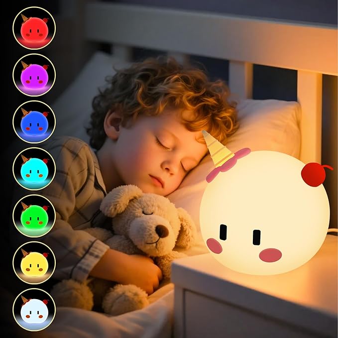 Monster Night Light for Kids Lamp, 8 Color Changing Dimmable Timer Bedside Night Lights, Squishy Silicone Lamp for Boys Girls Baby, Rechargeable Nursery Lamp for Toddler - Bloomnest