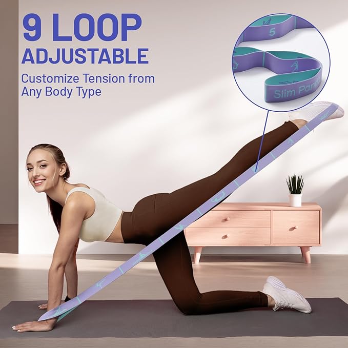 Slim Panda Stretch Strap, Dance Stretch Bands Flexibility, Elastic Yoga Stretching Strap with 9 Loops for Physical Therapy, Pilates, Yoga, Ballet, Gymnastics Stretching Bands for Exercise - Bloomnest