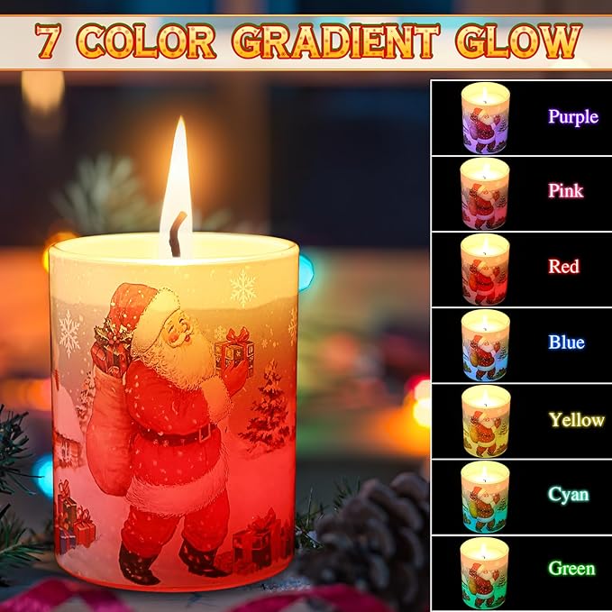 Merry Christmas Candle Jars, LED Xmas Scented Candles Can Change Into Multiple Colors, 7.6oz Soy Wax Fir Holiday Candles for Winter Small Merry Christmas Gifts(Santa Claus) - Bloomnest