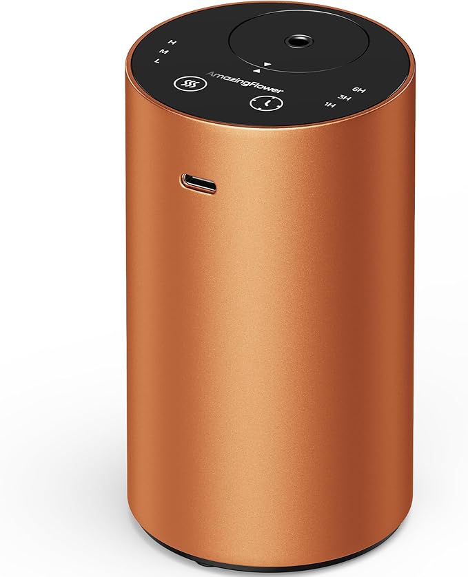 Waterless Essential Oil Diffuser, Rechargeable Scent Diffusers with 3 Mist Levels & Timers, Portable Aromatherapy Diffuser for Home Car Room Studio Office, Cosmic Orange - Bloomnest