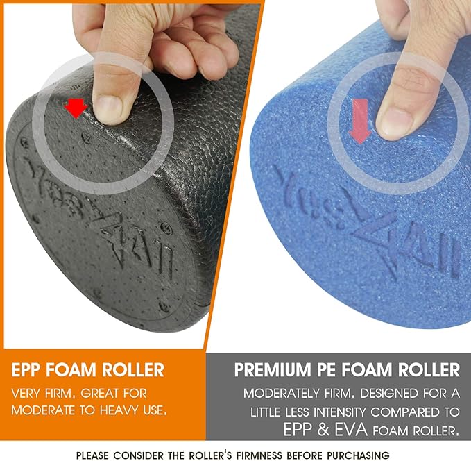 Yes4All High-Density EPP Round Back Roller Foam, Exercise Foam Roller for Yoga, Pilates & Stretching - 12, 18, 24, 36 inch - Bloomnest