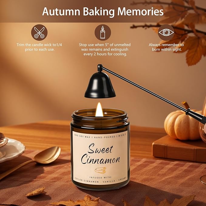 Auelife Fall Candle, Sweet Cinnamon Scented Candle, Fall Scents Soy Candles for Home Scented - Autumn Candles Gifts Set for Men and Women, Holiday, Thanksgiving, 7oz - Bloomnest