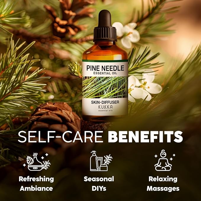 KUKKA Pine Needle Essential Oils - 4 Fl Oz - for Hair, Skin, Diffuser, Aromatherapy & DIY Soap Making Scent - Bloomnest
