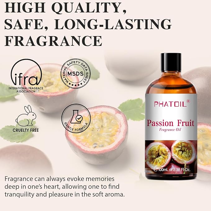 PHATOIL Passion Fruit Fragrance Oils for Aromatherapy, 3.38FL.OZ Diffuser Oils for Home, Perfect for Aromatherapy, Humidifiers, Yoga, DIY Candle and Soap Making - 100ml - Bloomnest