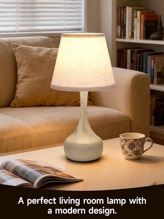 Touch Table Lamp for Bedroom, Farmhouse 3-Way Dimmable Room Lights for Bedroom with Fabric Shade，Desk Lights for Home Office - Bloomnest