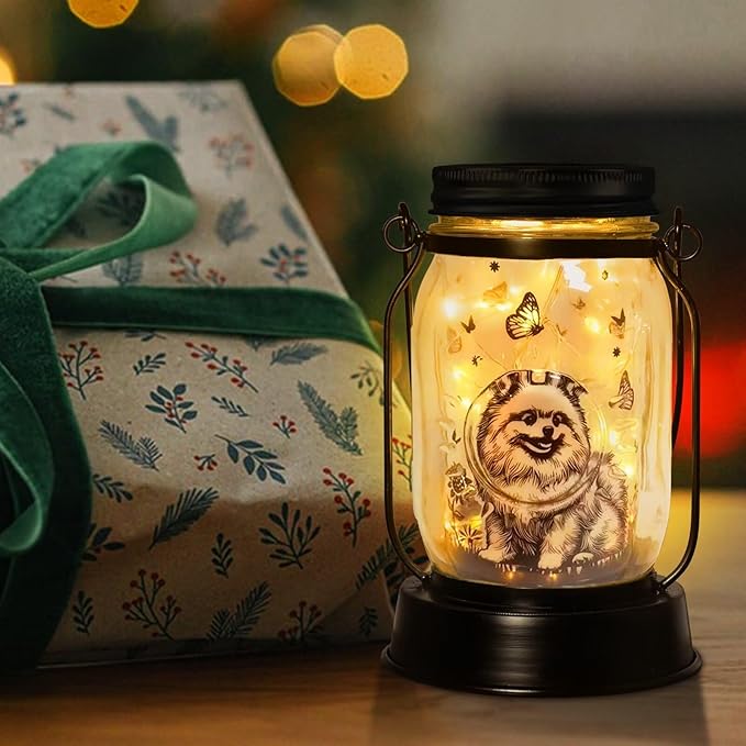 Pomeranian Gifts for Women/Men Pomeranian Solar Lanterns Dog Mom Birthday Dog Lovers Lantern Pet Loss Pet Memorial Lights Solar Garden Decoration for Yard, Patio,Backyard,Porch Torches - Bloomnest