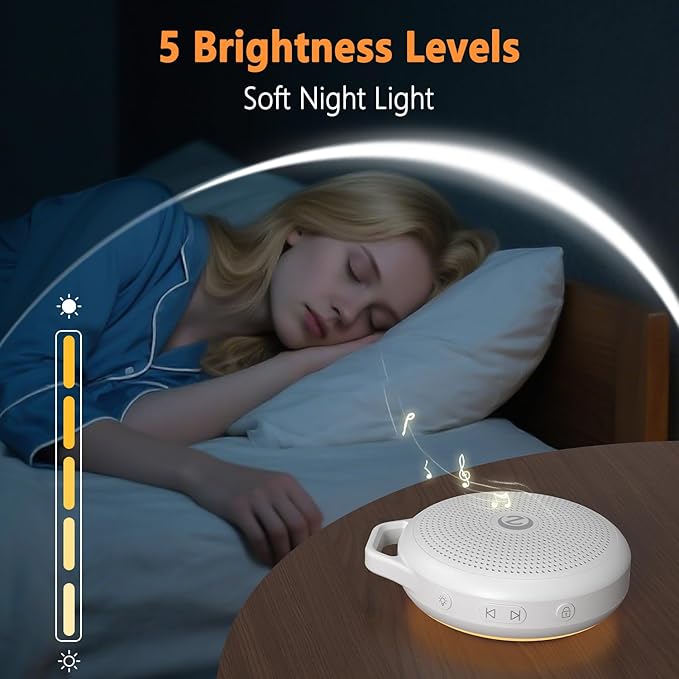 Portable White Noise Sleep Sound Machine for Home and Travel. Perfect for Your Sleeping Baby with a dimmable Night Light and Long Battery Life. Baby Essential Adult/Child Lock Feature - Bloomnest