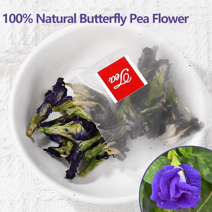 50 Premium Butterfly Pea Flower Tea Bags, Made with 100% Natural Butterfly Pea Flowers, No Additives & Caffeine Free. - Bloomnest