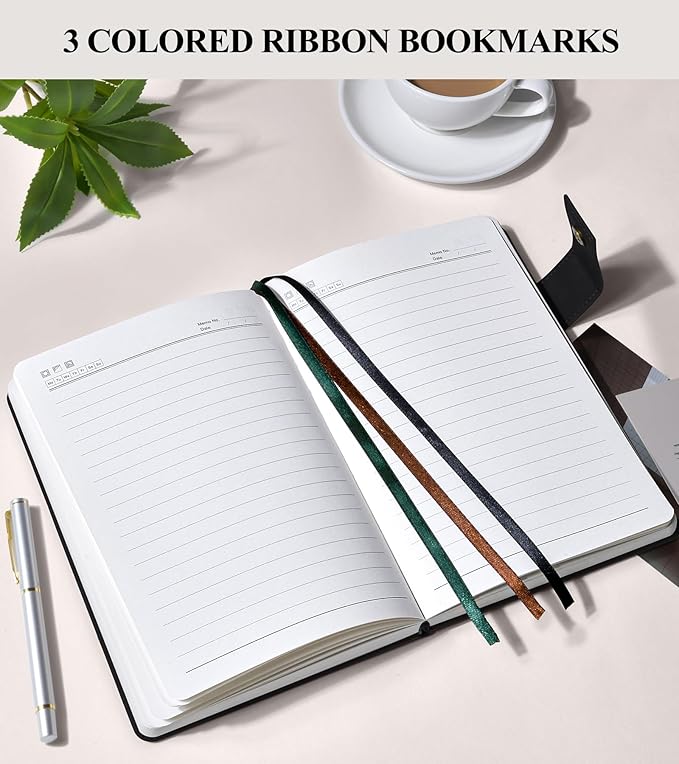 365 Page Thick Lined Journal Notebook for Men Women, A5 Leather Journals for Writing, Hardcover Notebooks for Work, School, Note Taking,Travel, Business,Personal Diary, College Ruled 5.9" x 8.4" - Bloomnest
