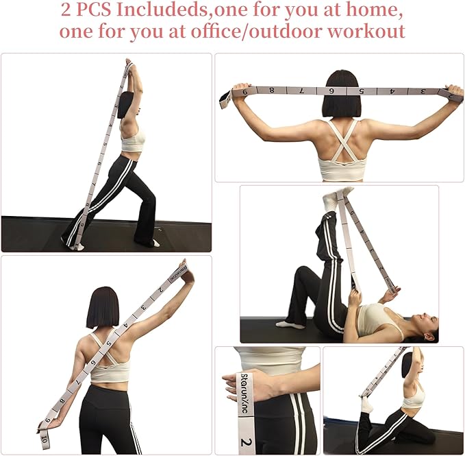 Yoga Stretch Strap with 10 Loops – Resistance Exercise Band for Flexibility Training, Dance, Gym, Pilates Equipment, Physical Therapy Bands - Bloomnest