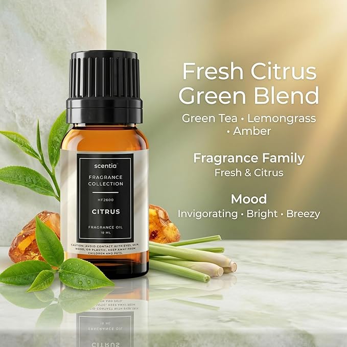 Scentia HF2600 Diffuser Oil – Citrus Fragrance Oil for Diffusers Inspired by Delano Beach Scent, Luxury Hotel Style Home Fragrance Oil for Aromatherapy, Candle Making & DIY – 10 ml Scentia