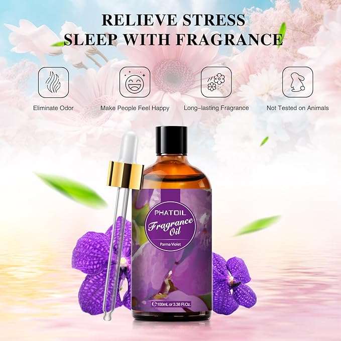 PHATOIL 3.38FL.OZ Parma Violet Fragrance Oils for Aromatherapy, Essential Oils for Diffusers for Home, Perfect for Diffuser, DIY Candle and Soap Making, DIY Scented Products - 100ml - Bloomnest