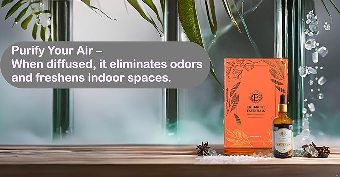 Luxurious Camphor Essential Oil by Enhanced Essentials| Slow Distilled & Pure| for Home Cleaning,Diffusers,Steamers,Aromatherapy,Bath,Massage,Soap & Candle Making| 3.38 fl oz (100 ml) - Bloomnest