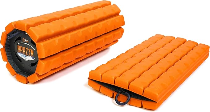 Brazyn Morph Foam Roller (Bravo-Orange): Collapsible Travel Foam Roller for Back Pain Relief, Workout Muscle Recovery, Back Massager, Deep Tissue Leg Massage, Back Cracker, Stretcher; Small, Portable