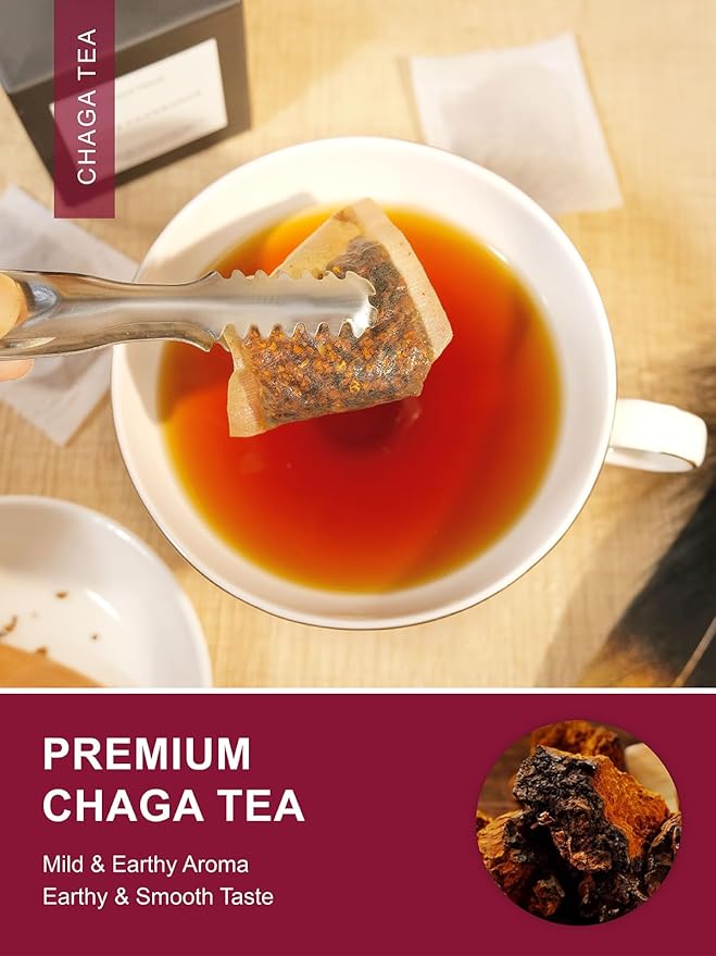 TeeLux Chaga Tea Bags, Pure & Natural Chaga Mushroom Tea, Smooth Flavor, Caffeine Free, 100 Count - Bloomnest