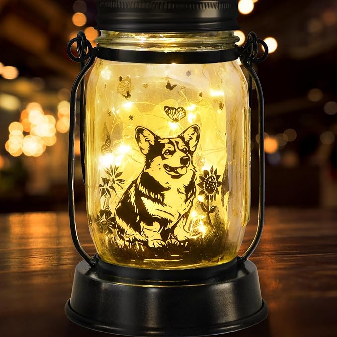Corgi Gifts for Women/Men Corgi Solar Lanterns Dog Mom Birthday Dog Lovers Lantern Pet Loss Pet Memorial Lights Solar Garden Decoration for Yard, Patio,Backyard,Porch Torches - Bloomnest