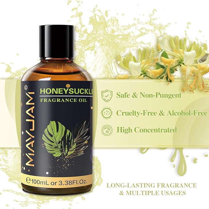 MAYJAM Honeysuckle Fragrance Oils Essential Oil - Honeysuckle Oil for Diffusers, 3.38FL.OZ/100ML Large Volume Fragrance Oil with Premium Glass Dropper - Bloomnest