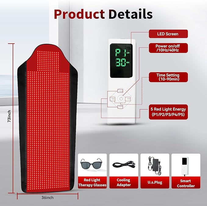 1707 LEDs Red Light Therapy Mat for Full Body, 73" x 36" TPU Infrared Light Therapy, 3-in-1 LEDs (660nm & 850nm) Premium Foldable Mat with Timer Controller & Pulse Modes for Home Use, 192W Xefinic